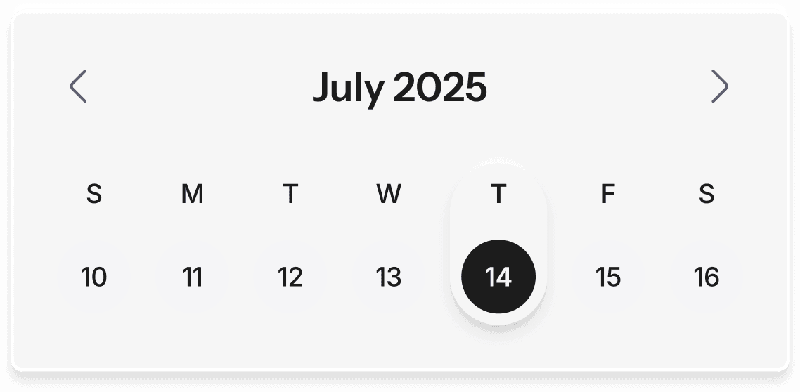 Minimal calendar view highlighting upcoming dates and tasks.